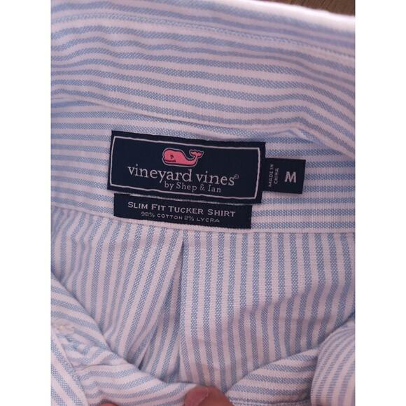 Vineyard Vine Mens Size M Button Up Pink and Green Sleeves Stripe Long Sleeves - Picture 3 of 10
